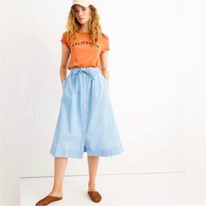 Madewell chambray button up high waist skirt with tie